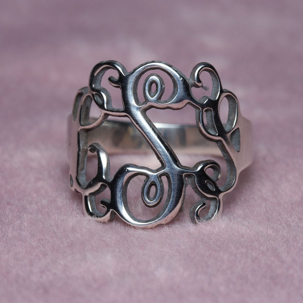 Sterling Silver Initial Ring - image 1